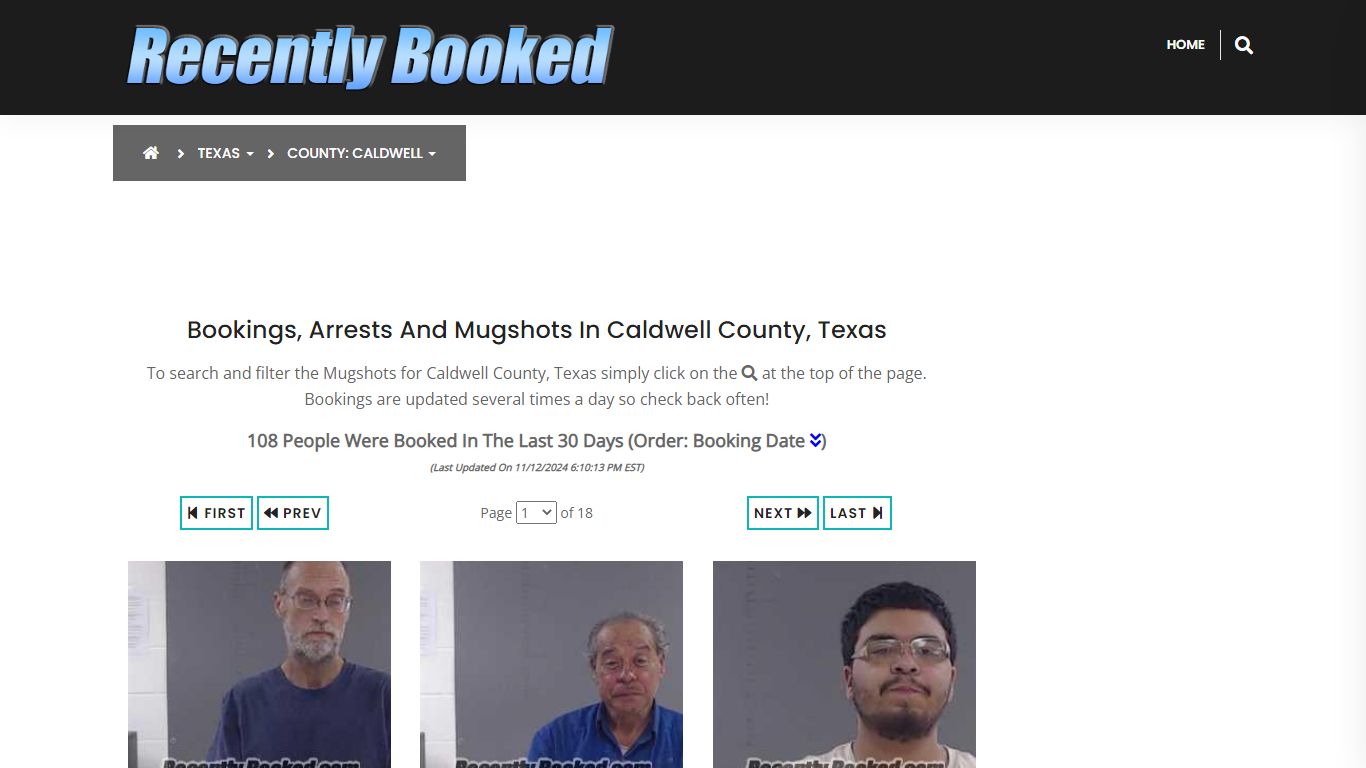 Bookings, Arrests and Mugshots in Caldwell County, Texas - Recently Booked