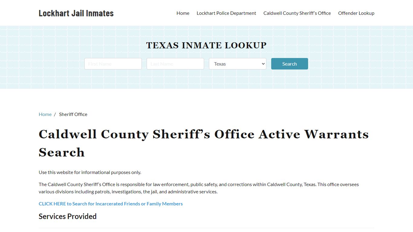 Caldwell County Sheriff Office, TX Warrant Lookup - Lockhart Jail