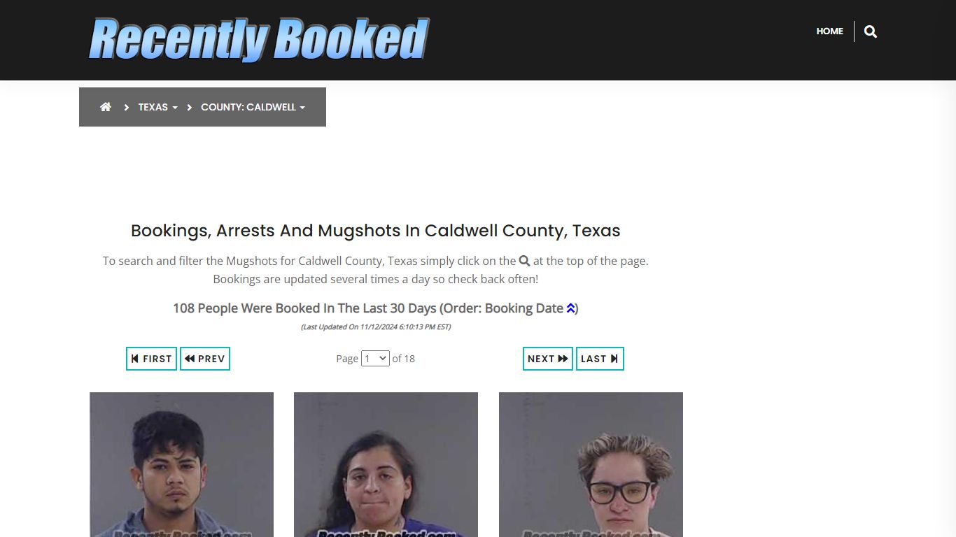 Bookings, Arrests and Mugshots in Caldwell County, Texas - Recently Booked